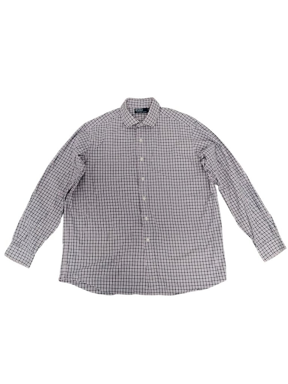 Polo Ralph Lauren Mens XL 100% Cotton Button Down Shirt Purple/Navy Checkered